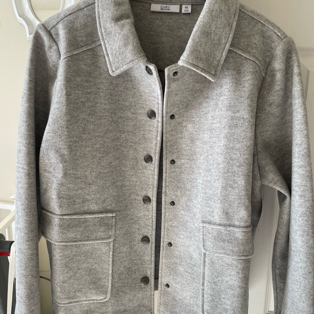 Croft & Barrow Gray Varsity Jacket Structured Design